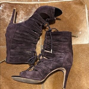 Joie Elegant Purple Suede Lace-Up Heels